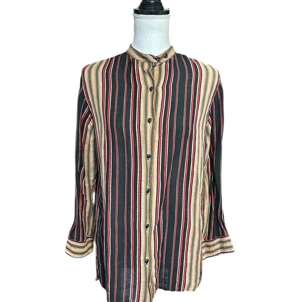 Vintage Lauren Ralph Lauren Silk Linen Blend Top Womens M Lagenlook Artsy Preppy